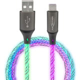 Ansmann USB-A auf USB Typ-C Kabel schwarz/transparent, 1 Meter, mit LED 