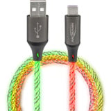 Ansmann USB-A auf USB Typ-C Kabel schwarz/transparent, 1 Meter, mit LED 