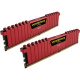 Corsair DIMM 32 GB DDR4-2666 (2x 16 GB) Dual-Kit, Arbeitsspeicher rot, CMK32GX4M2A2666C16R, Vengeance LPX, INTEL XMP