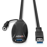 Lindy USB 3.2 Gen 1 Aktivverlängerungskabel, USB-A Stecker > USB-A Buchse schwarz, 10 Meter