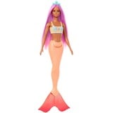 Mattel Barbie Meerjungfrau mit pinkem Haar, orangefarbener Schwanzflosse und Haarband, Puppe orange