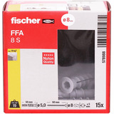 fischer Porenbetondübel FFA 8 S hellgrau, 15 Stück, mit Schraube