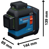 Bosch Professional Linienlaser GLL 80-33 G Professional blau/schwarz, Li-Ion-Akku 3,0Ah, grüne Laserlinien, inkl. Universalhalter LB 10, Deckenklemme DK 20