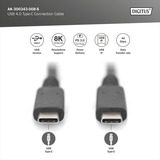 Digitus USB4 Gen 3x2 Kabel, USB-C Stecker > USB-C Stecker, 40Gbit/s schwarz, 1 Meter, PD 3.1, Laden mit 240 Watt