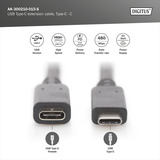 Digitus USB 2.0 Verlängerungskabel, USB-C Stecker > USB-C Buchse schwarz, 1,5 Meter, PD 60 Watt