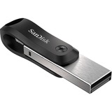 SanDisk iXpand Go 64 GB, USB-Stick schwarz/silber, USB-A 3.2 Gen 1, Apple Lightning Connector