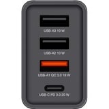 Verbatim Ladegerät 30W, 1x USB-C , 3x USB-A schwarz, PD 3.0, QC 3.0