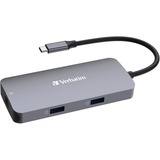 Verbatim USB-C Pro Multiport-Hub CMH-05, 5 Port, Dockingstation grau, HDMI, RJ-45, 2x USB-A, USB-C PD