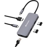 Verbatim USB-C Pro Multiport-Hub CMH-05, 5 Port, Dockingstation grau, HDMI, RJ-45, 2x USB-A, USB-C PD