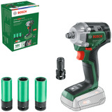 Bosch Akku-Schlagschrauber UniversalImpactDrive 18V-350 solo grün, ohne Akku und Ladegerät, inkl. 3 Steckschlüsseleinsätze, POWER FOR ALL ALLIANCE