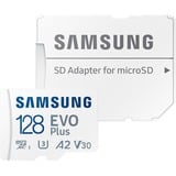 SAMSUNG EVO Plus 128 GB microSDXC (2024), Speicherkarte weiß, UHS-I U1, Class 10, V10, A1