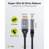 goobay Optisches Hybrid Ultra High-Speed HDMI Kabel (AOC) 8K / 60Hz schwarz/grau, 50 Meter, 48 Gbit/s