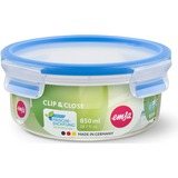 Emsa CLIP & CLOSE Frischhaltedose 0,85 Liter transparent/blau, rund, Ø 16,7cm