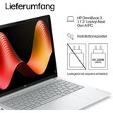 HP OmniBook 3 17-dg0053ngx, Notebook silber, Intel® Core™ Ultra 5 225U, Intel® Graphics, 12 GB DDR5, 512 GB (512 GB SSD), Windows 11 Pro