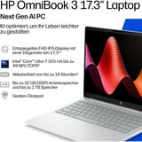 HP OmniBook 3 17-dg0053ngx, Notebook silber, Intel® Core™ Ultra 5 225U, Intel® Graphics, 12 GB DDR5, 512 GB (512 GB SSD), Windows 11 Pro
