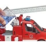 bruder MB Sprinter Feuerwehr mit Light & Sound Modul, Modellfahrzeug rot/weiß, Drehleiter, Pumpe