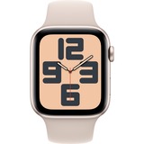Apple Watch SE (2023), Smartwatch silber/hellbeige, 44 mm, Sportarmband, Aluminium, Cellular