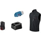 Bosch Professional Heat+Jacket GHV 12+18V Kit Größe XL, Arbeitskleidung schwarz, inkl. Ladegerät GAL 12V-20 Professional, 1x Akku GBA 12V 2.0Ah