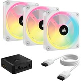 Corsair iCUE LINK QX120 RGB 120-mm-PWM-Lüfter, Gehäuselüfter weiß, Starter-Kit