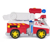 Spin Master Paw Patrol Fire Rescue - Marshalls Feuerwehr-Fahrzeug, Spielfahrzeug mit kippbarer Leiter, Geschoss-Abwurf und Marshall Hundefigur