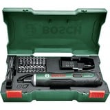 Bosch Heimwerken & Garten Akkuschrauber PushDrive 3,6Volt grün, mit 32-teiligem Schrauberbit-Set