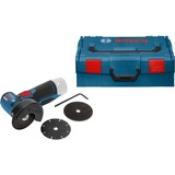 Bosch Professional Akkuwinkelschleifer GWS 10,8/12-76 V-EC blau, ohne Akku und Ladegerät, in L-BOXX