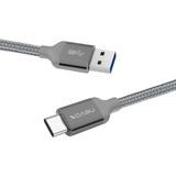 Nevox USB 3.2 Gen 1 Kabel, USB-A Stecker > USB-C Stecker silber, 1 Meter, gesleevt