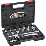 VIGOR Superflacher Steckschlüsselsatz, 3/8" 18-teilig