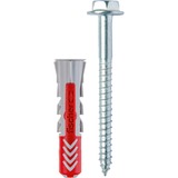 fischer Dübel DUOPOWER 10x50 S LD hellgrau/rot, 25 Stück, mit Schraube