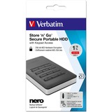 Verbatim Store 'n' Go Secure 1 TB, Externe Festplatte schwarz/silber, USB-C 3.2 (5 Gbit/s)