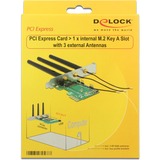 DeLOCK PCIe>1x M.2 mit 3 Antennen, LAN-Adapter 