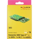 DeLOCK SuperSpeed USB 10 Gbps (USB 3.1 Gen 2) mit USB Type-C Buchse > 1 x SATA / 1 x M.2 Key B / 1 x mSATA , Konverter 