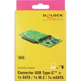 DeLOCK SuperSpeed USB 10 Gbps (USB 3.1 Gen 2) mit USB Type-C Buchse > 1 x SATA / 1 x M.2 Key B / 1 x mSATA , Konverter 