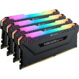 Corsair DIMM 128 GB DDR4-3000 (4x 32 GB) Quad-Kit, Arbeitsspeicher schwarz, CMW128GX4M4D3000C16, Vengeance RGB PRO, INTEL XMP