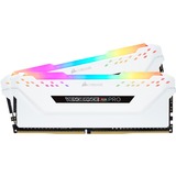 Corsair DIMM 16 GB DDR4-3600 (2x 8 GB) Dual-Kit, Arbeitsspeicher weiß, CMW16GX4M2C3600C18W, Vengeance RGB PRO, INTEL XMP