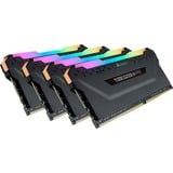 Corsair DIMM 32 GB DDR4-3600 (4x 8 GB) Quad-Kit, Arbeitsspeicher schwarz, CMW32GX4M4C3600C18, Vengeance RGB PRO, INTEL XMP