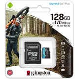 Kingston Canvas Go! Plus 128 GB microSDXC, Speicherkarte schwarz, UHS-I U3, Class 10, V30, A2