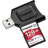 Kingston Canvas React Plus 128 GB SDXC, Speicherkarte schwarz, Class 10, UHS-II (U3), Class 10, V90