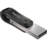 SanDisk iXpand Go 128 GB, USB-Stick schwarz/silber, USB-A 3.2 Gen 1, Apple Lightning Connector