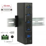 DeLOCK Externer Industrie Hub 4 x USB 3.0 Typ-A, USB-Hub schwarz