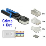 DeLOCK RJ45 Crimp+Cut Werkzeugset, Crimp-Zange schwarz/blau, incl. 82-teiligem Zubehör