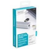 Digitus USB 3.2 Gen 1 Multiport-Hub, USB-C Stecker > 3x USB-A Buchse + RJ-45 Buchse, USB-Hub weiß/silber, 20cm, Gigabit LAN