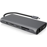 ICY BOX IB-DK4050-CPD, Dockingstation anthrazit, USB-C, HDMI, DisplayPort