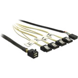 DeLOCK Adapterkabel Mini SAS HD SFF-8643 > 4x SATA 7 Pin Reverse schwarz, 1 Meter, mit Sideband