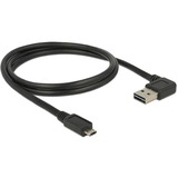 DeLOCK EASY-USB 2.0 Kabel, USB-A Stecker > Micro-USB Stecker 90° schwarz, 1 Meter, rechts / links abgewinkelt, beidseitig verwendbar