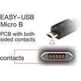 DeLOCK EASY-USB 2.0 Kabel, USB-A Stecker > Micro-USB Stecker 90° schwarz, 1 Meter, rechts / links abgewinkelt, beidseitig verwendbar