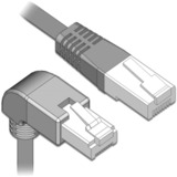 DeLOCK Patchkabel RJ45 Cat.6a S/FTP grau, 2 Meter, 1x gerader, 1x unten gewinkelter Stecker