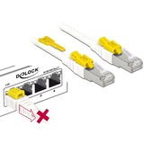 DeLOCK RJ45 Secure Cat. 6A, Kabel weiß, 1 Meter, verriegelbar, LSOH Halogenfrei