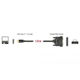 DeLOCK USB 2.0 Adapterkabel, USB-C Stecker > Parallel DB25 Buchse schwarz, 1,8 Meter