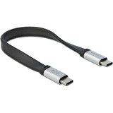 DeLOCK USB 3.2 Gen 2 Flachkabel, USB-C Stecker > USB-C Stecker schwarz/silber, 22cm, PD
